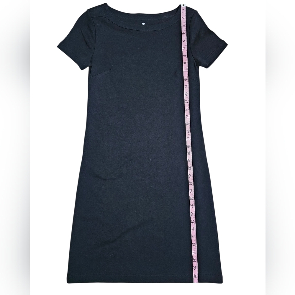 Talbots Women XS Black Sheath Dress Minimalist Cotton Knit Essential Elevated - Picture 5 of 6